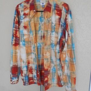 Custom Bleached Flannel Old Navy "slim fit" Shirt